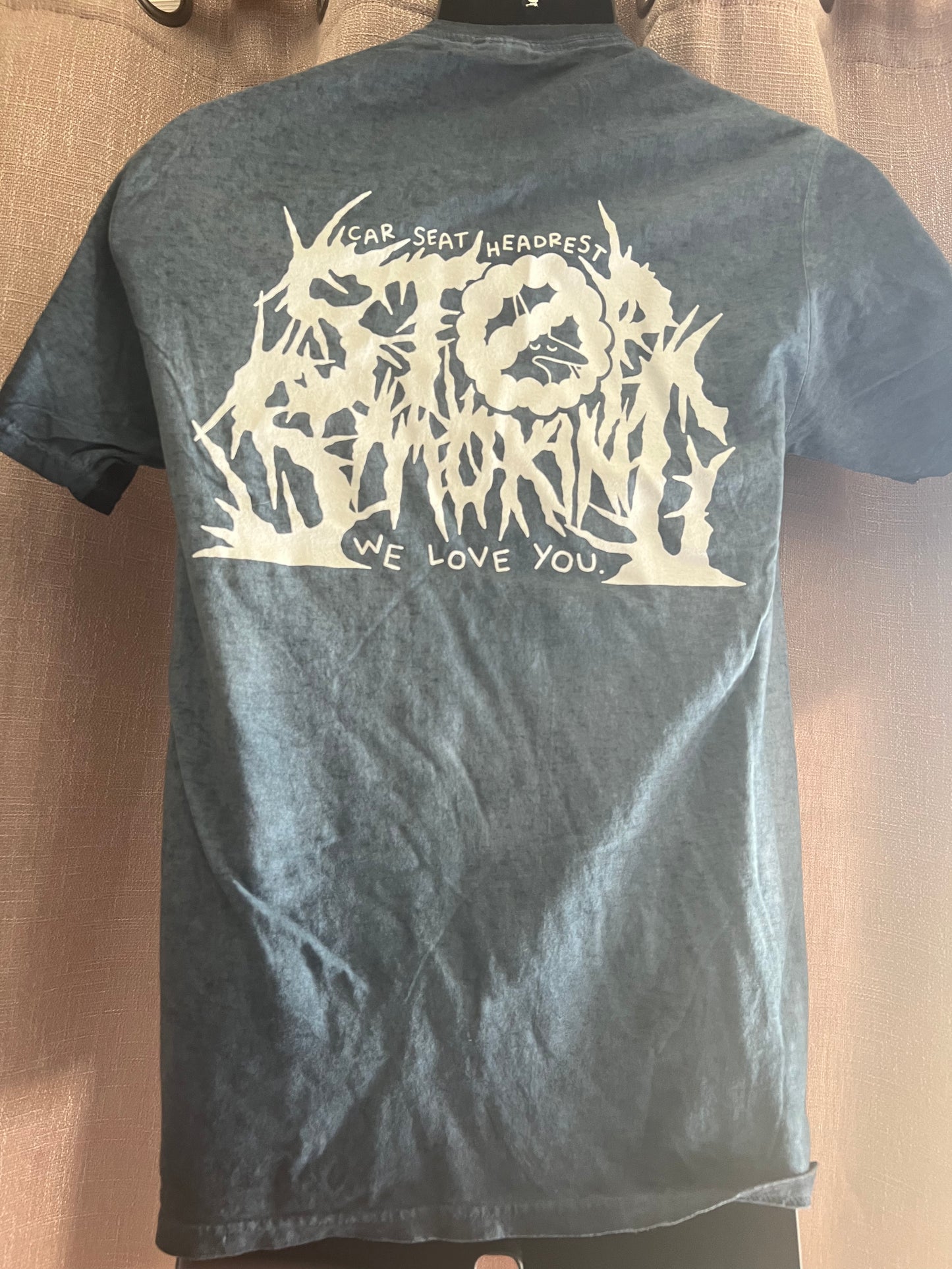 "Stop Smoking" Blue Oil Wash Tee