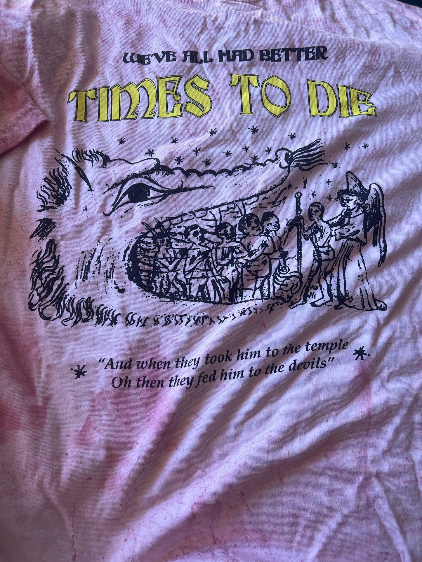 Times To Die- Boxy Acid Washed Pink Tee