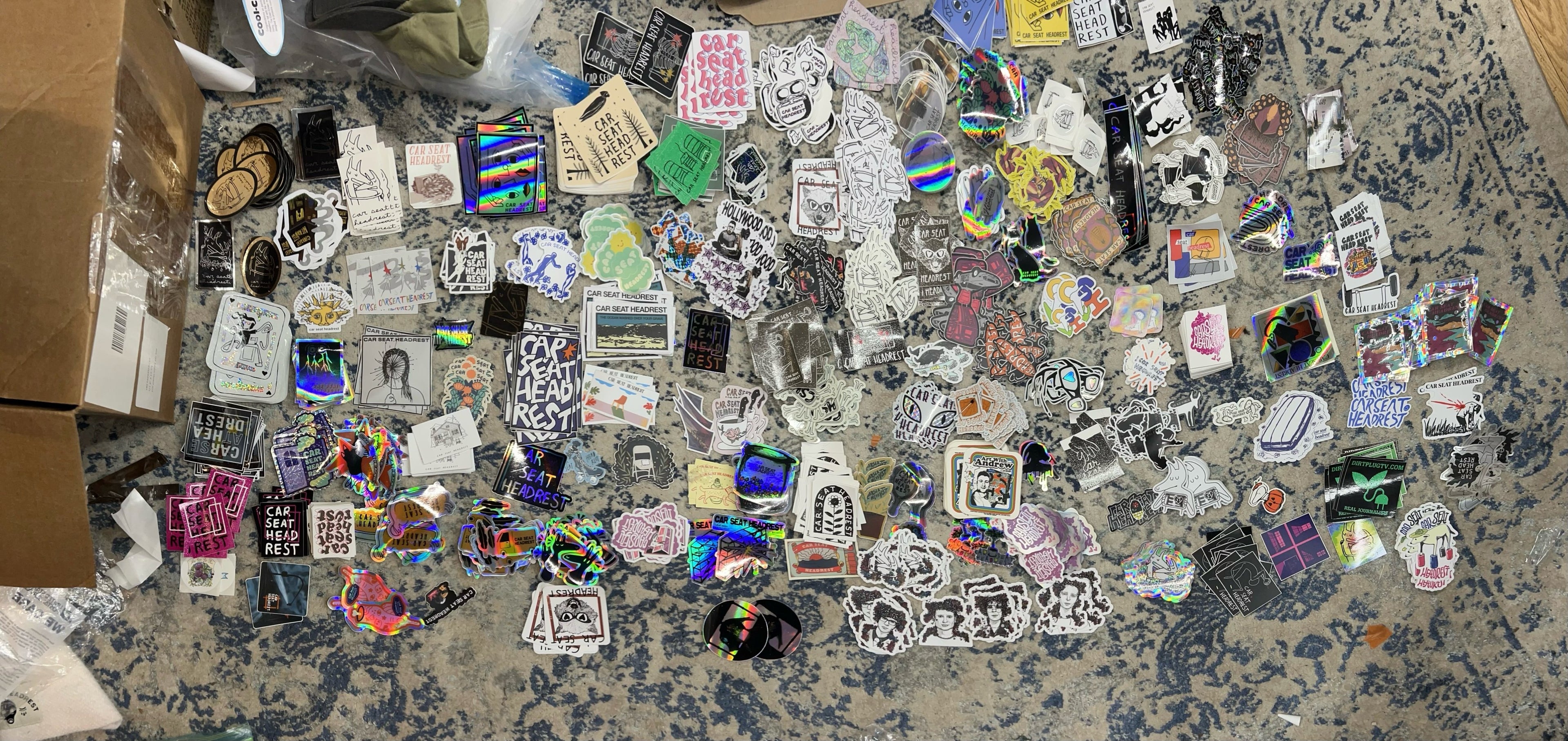 2 embossed stickers +/- misc stickers