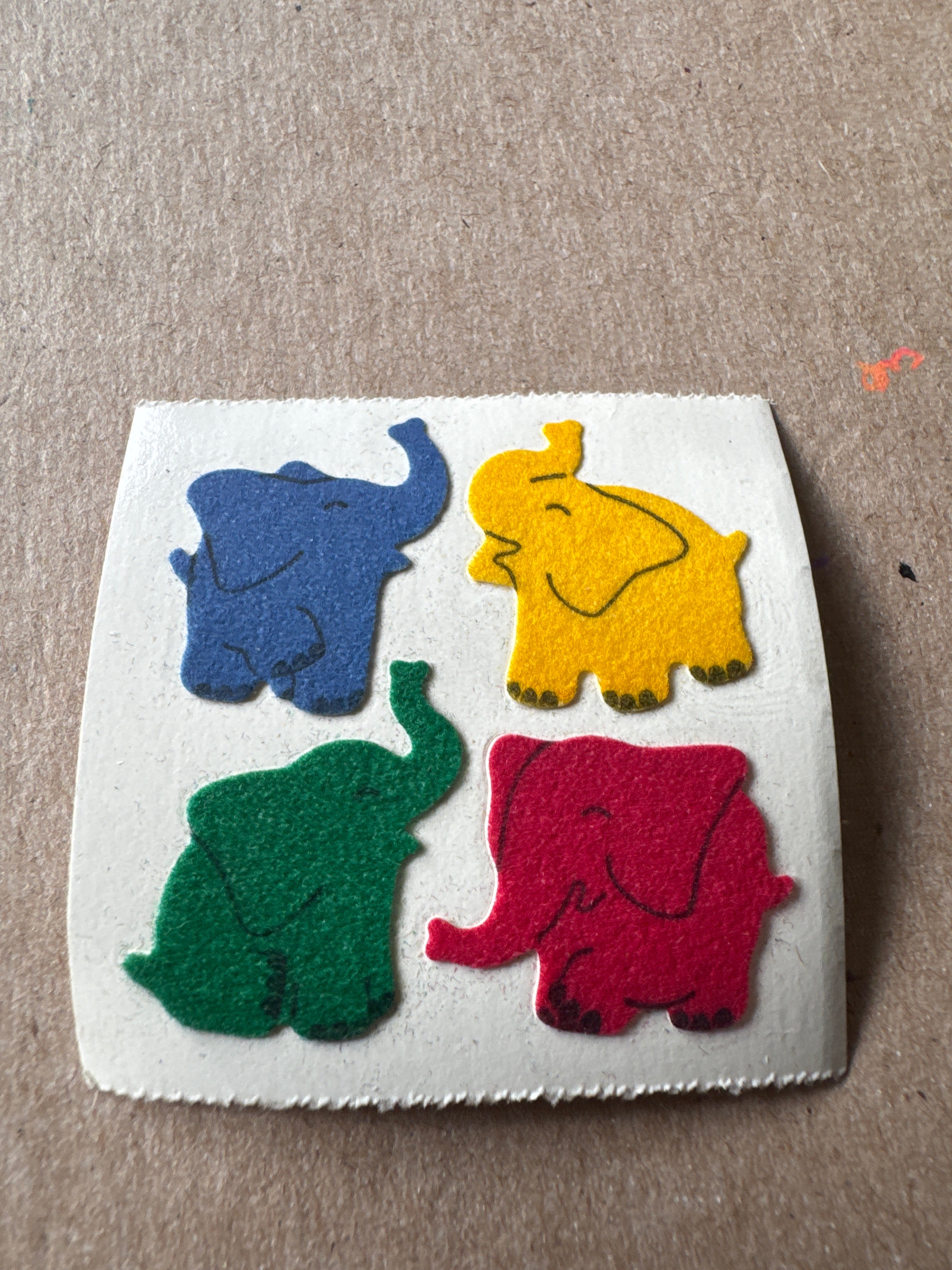 Fuzzy Colorful Elephants (Great 7 Vintage)